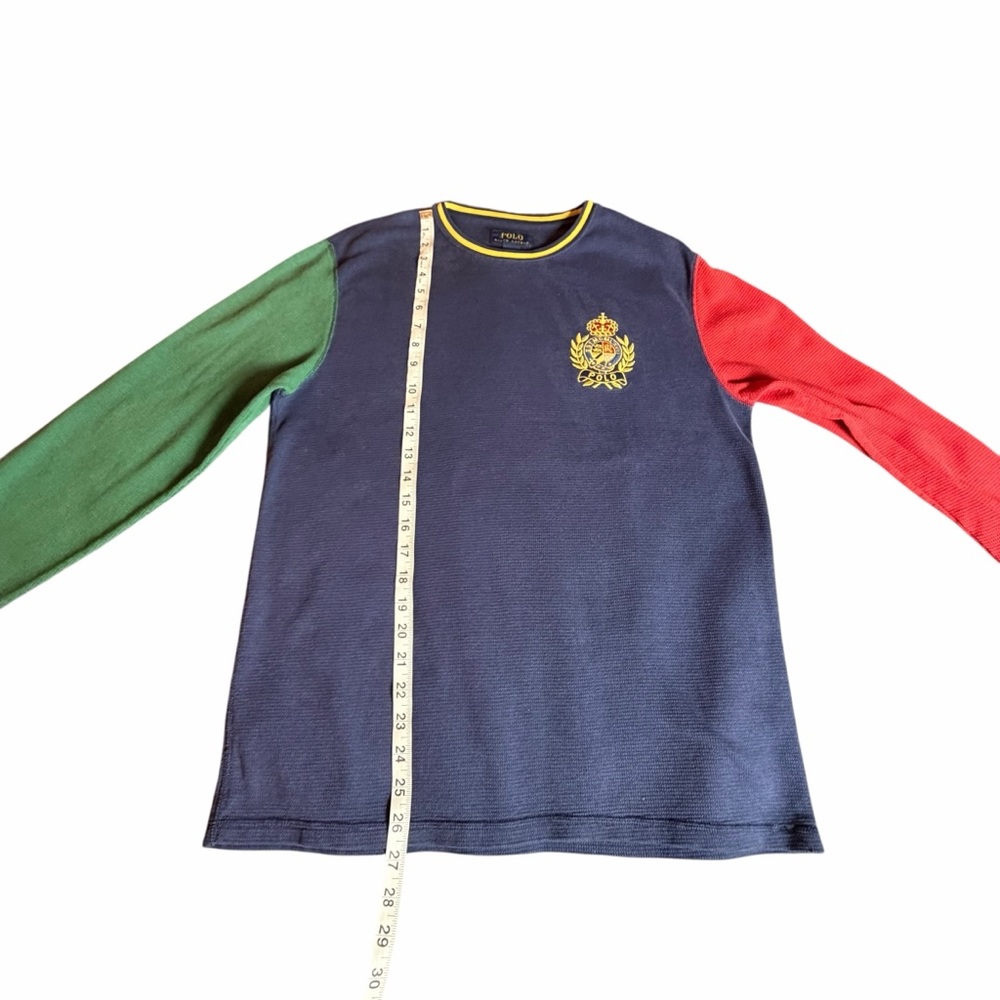 POLO RALPH LAUREN MENS LARGE COLORBLOCK WAFFLE KNIT CREST LOGO LONG SLEEVE - Picture 6 of 8